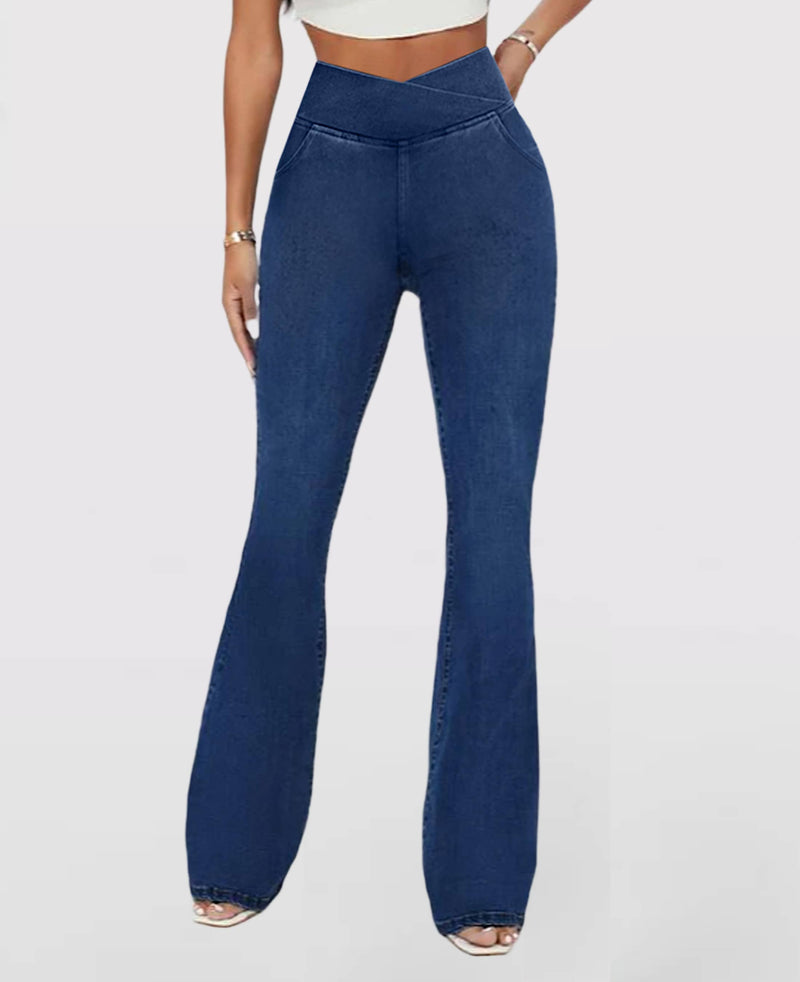 Calça Jeans Mab Wide Leg - Cintura Alta Cruzada